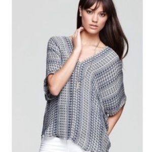 Vince Silk Aztec Print Kaftan Top, Medium